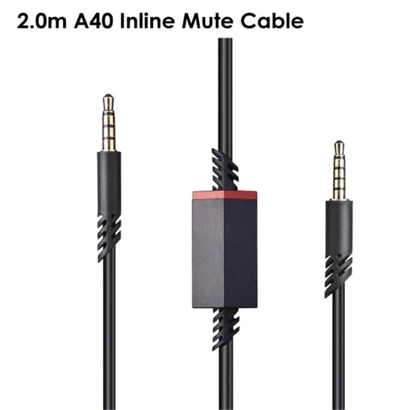 Astro A40 Replacement Cord, 2M/6.5FT Braided Audio Cable with Inline Mute Switch, Compatible with Astro A10/A40/A40TR Gaming Headsets and PS5/PS4 Controllers, Black