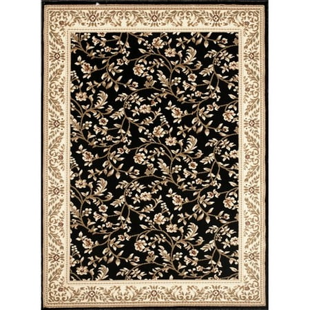 - Floral Transitional Black Indoor Area Rug or Runner