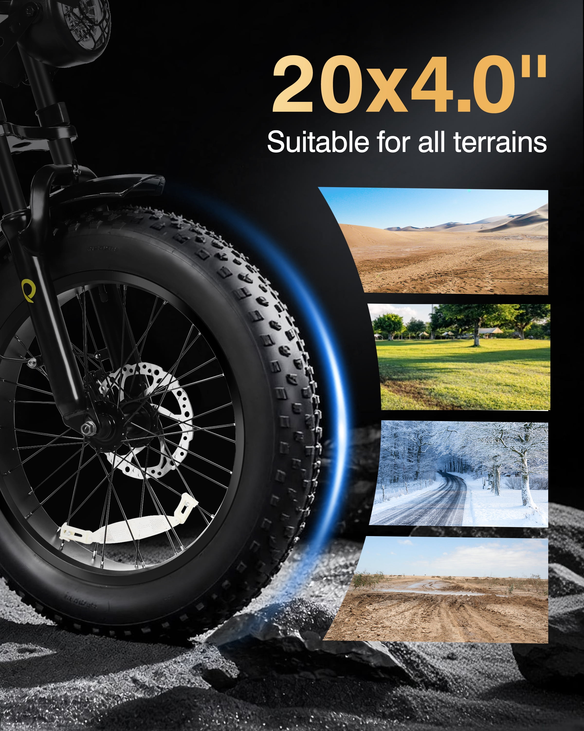 Electric Bike for Adults, 1500W Peak 28 MPH 20" Fat Tires Electric Bicycle with Dual Suspension & Brakes Motorcycle, E-Bike Black & Brown