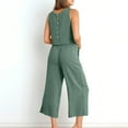 thumbnail image 3 of Women's Summer 2 Piece Outfits Round Neck Sleeveless Top High Waisted Wide Leg Pants Matching Set 2025, 3 of 7