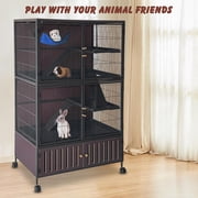 60'' Metal Small Animal Cage,Extra Large Ferret Cage with Hammock,Removable Ramp & Platform for Rats/Chinchillas,for Chinchillas/Guinea Pig/Rabbit/Large Hamste Rolling Critter Nation Cage