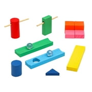 Wooden Blocks Set Racing Toy Game Educational Play Children 9 groups