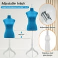 thumbnail image 4 of Dkelincs Female Mannequin Torso with Wooden Tripod Stand, 49.6"-63.4" H Adjustable Model Dress Form Manikin for Display, Blue, 4 of 8
