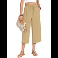thumbnail image 1 of Pantalones Cortos para Mujer, Informales, con Cordón y Bolsillos, Holgados, de Cintura Alta y Pierna . Caqui XXL, 1 of 6
