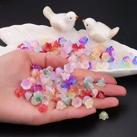 

NUOLUX 100pcs Diy Flower Beads Aesthetic Floral Dangle Charms Diy Crafting Supplies Accessories