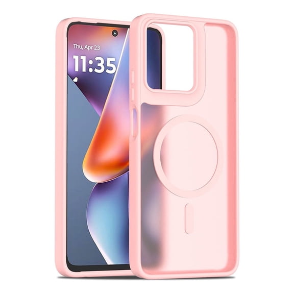 Rosebono Compatible With Motorola Moto G Power 2025 Case, Compatible with MagSafe Hybrid Gradient Transparent Soft TPU Clear Skin Cover Protection Case (Pink)