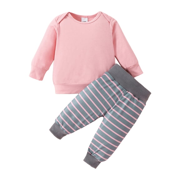 adviicd Outfit for Girls Girls Fall Outfits Round Neck Long Sleeves Tops Straight Leg Pants Girls Clothing Sets (Red,9-12 Months)