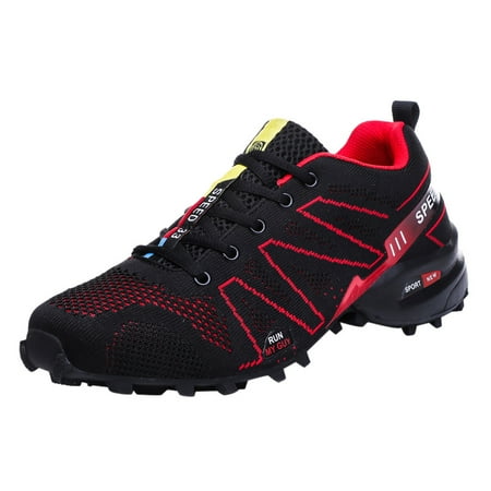 

CBGELRT Shoes For Men Casual Men s Sneakers Skate Shoes For Men Men s Large Size Mesh Breathable Sneakers Ultra-Light Non-Slip Casual Work Shoes Male Red 38