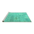 thumbnail image 2 of Ahgly Company Machine Washable Indoor Rectangle Patchwork Turquoise Blue Transitional Area Rugs, 7' x 10', 2 of 4