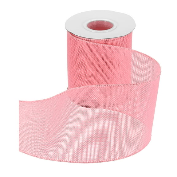 Uxcell Burlap Wired Ribbon 4" x 10 Yard Wired Edge Ribbon Woven Strap, Pink
