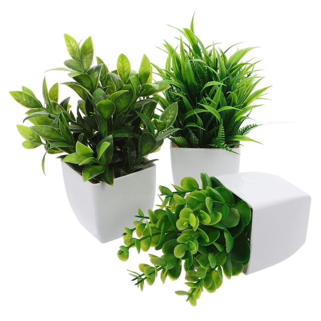 UPGRATOR 3Ud Plantas Falsas Pequeñas De Con Realistas Y Macetas Negras