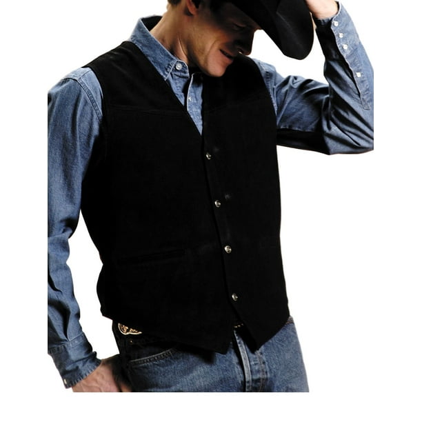 Roper Roper Western Vest Mens Leather Vest Snap Black 020750500