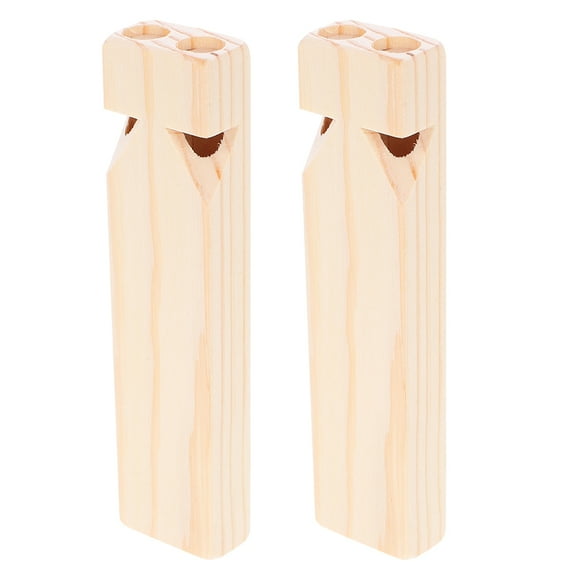 2pcs Wood Train Whistle Unpainted DIY Instrument Toys Blank Wooden Whistle
