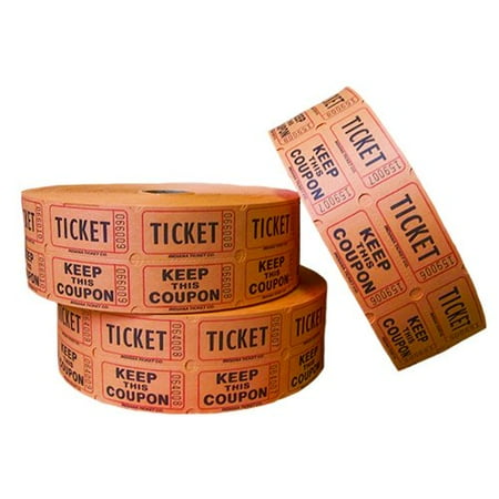 raffle tickets double roll 2 part 2000 count orange walmart com