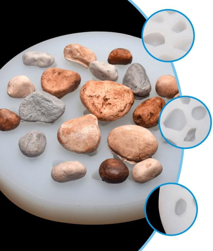 ABCISI 2pcs Irregular Pebbles Resin Molds, Silicone Stone Rock Mold, 20 Cavity River Pebble Shaping Molds, Stone Shaper Form Mold for Stones Making Decor DIY Crafting