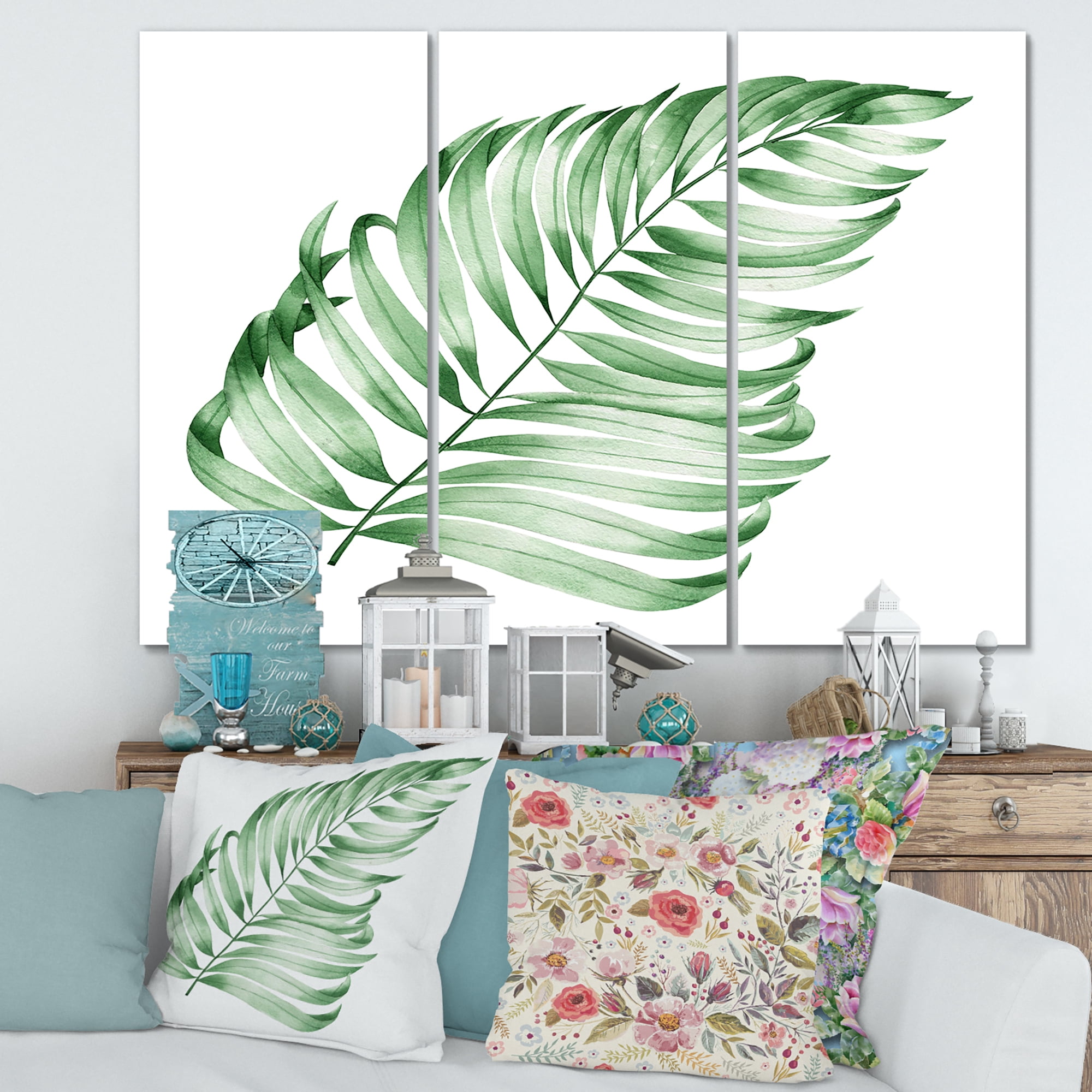 Designart ' Close Up Of Tropical Leaf Of Monstera II ' Farmhouse Canvas Wall Art Print