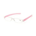 thumbnail image 3 of 3 Pairs of Portable Small Rectangle Pink Clear Reading Glasses 2.00 With Pen Holder for Women and Men, Plastic Light Weight Readers +2.00, 3 of 5
