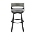 thumbnail image 2 of Ella 30 Inch Modern Outdoor Patio Swivel Bar Stool,  Aluminum, Gray, Black- Saltoro Sherpi, 2 of 9