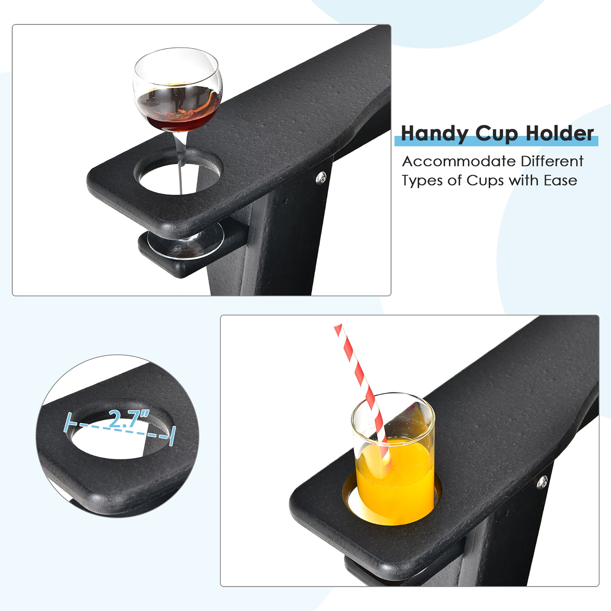 Costway 4PCS Patio Adirondack Chair Weather Resistant Garden Deck W/Cup Holder Black