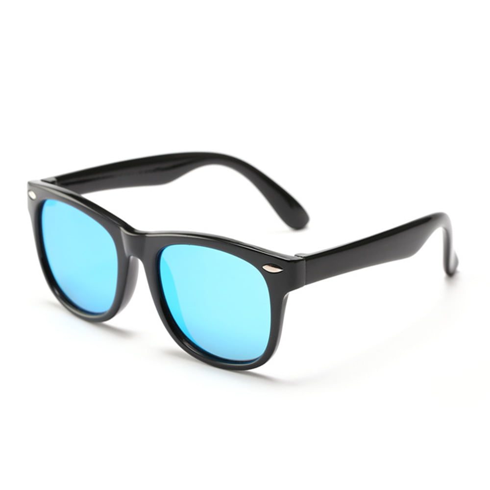 Girls Boys Kids Small Pilot Sunglasses 115mm Wide Gray Lenses Black Frame 