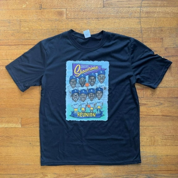 Dodgers Lakers Showtime Reunion Graphic Tee LA Logo Black T-Shirt M