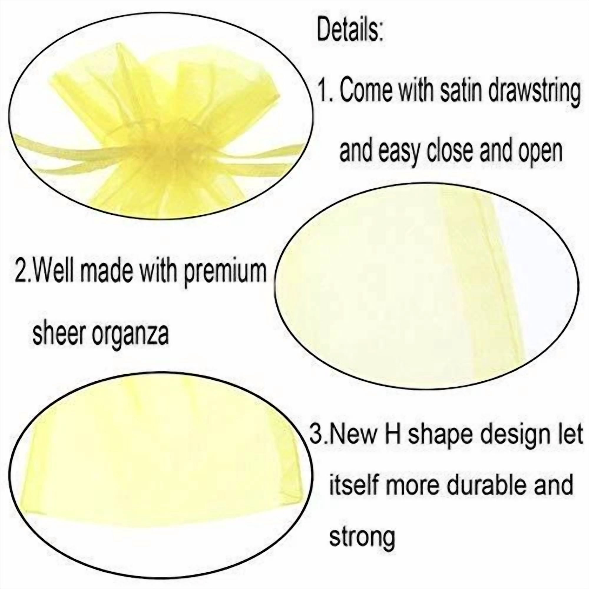 BUTTERFLY- 100Pcs Yellow Organza Bags 4X 6 Wedding Christmas Favors Gift Drawstring Pouches