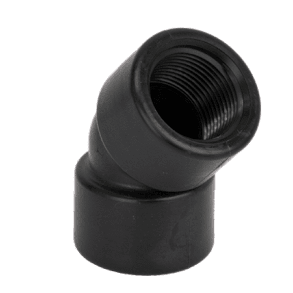 EL100-45 Banjo Polypropylene Pipe Fitting, 45 Degree Elbow, Schedule 80, 1" NPT Female