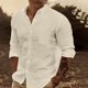 thumbnail image 1 of pstuiky camisetas de manga larga para hombre, Camisa de negocios informal de manga larga con botones y cuello vuelto de color entero para hombre camisetas de hombre xl, 1 of 6