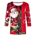 thumbnail image 4 of Christmas Tops for Women 2026 Cute Christmas Snowman 3/4 Length Sleeve Funny Plus Size Fall Xmas Tunic T Shirt, 4 of 5