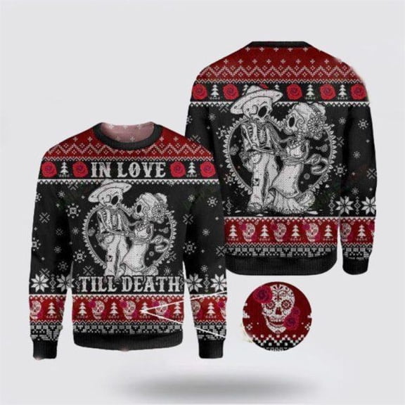Skull In Love Till Death 3D Sweater Spooky Romance For A Bold Fashion Statement – Christmas Gifts For Frends