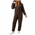 thumbnail image 2 of Timegard Combinaisons Grande Taille pour Femmes Automne Hiver en Molleton Doux à Capuche avec Fermeture Éclair, Pyjama Chaud, 2 of 6