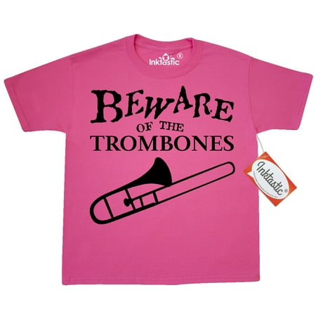 - Inktastic Beware Of The Trombones Youth T-Shirt Music Brass Trombone Reed Band Play Marching Symphonic Concert Song Tee Kids Children Child Tween Clothing Apparel Teen