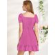 thumbnail image 5 of Minivestido Con Volantes En El Dobladillo Y Escote Corazón Con Lazo En La Parte Delantera Y Llamarada Para Mujer Rosa púrpura S, 5 of 6