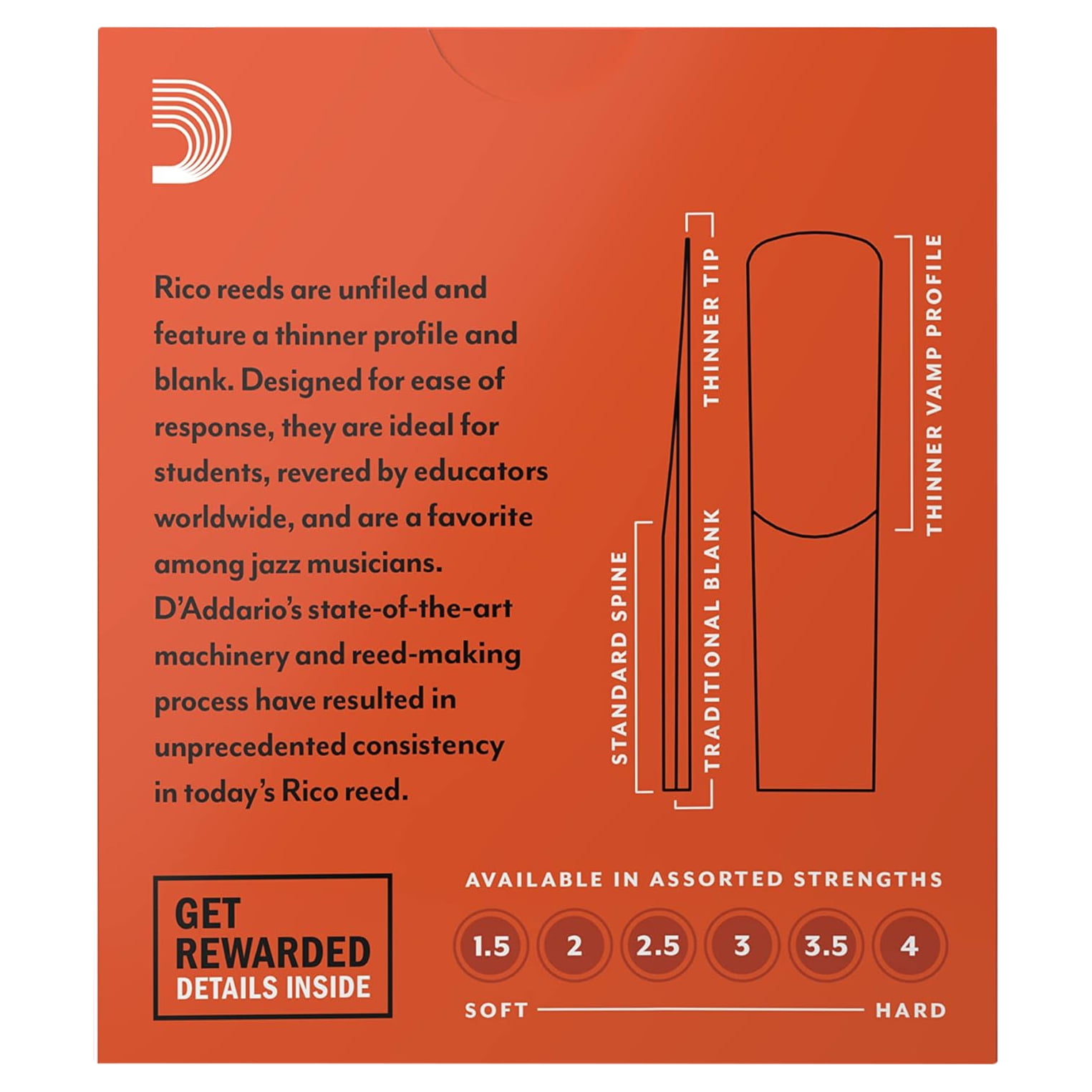 Rico by D'Addario Alto Sax Reeds, Strength 2, 10-pack