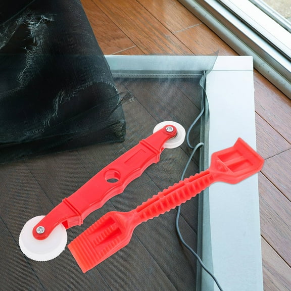 WHAMVOX Window Screen Installation Tool Set with Spline Roller Shovel for Home Use Red Plastic 1 Set