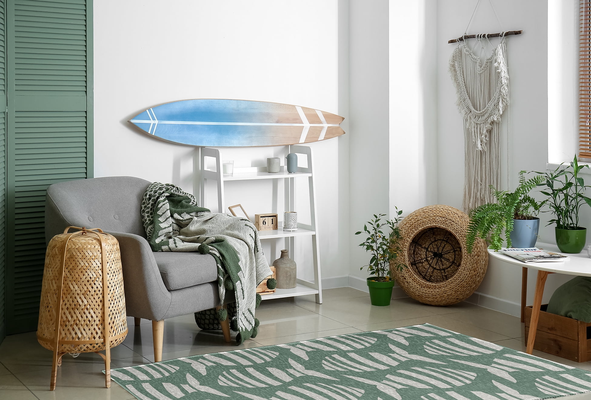 Simply Daisy 4' x 6' Swimming School Nautical Chenille Rug, Sage