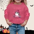 thumbnail image 2 of CUZIBR Girls Halloween Crewneck Sweatshirt Pumpkin Ghost Bow Letter Graphic Pullover Long Sleeve Cozy Casual Daily Wear,Pink,12-18 Months, 2 of 4