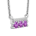 thumbnail image 2 of Dazzlingrock Collection Round White Diamond & Amethyst Horizontal Bar Pendant for Women with 18 Inch Silver Chain (0.05 ctw, Color I-J, Clarity I2-I3) in 925 Sterling Silver, 2 of 4
