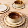 thumbnail image 3 of Ceramic Dinnerware Sets for 4,12-Piece Plates and Bowls,Handmade Reactive Glaze Dishes Set,Chip Resistant and Scratch Resistant | Oven Dishwasher & Microwave Safe,Service for 4-Kahki, 3 of 6