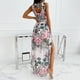 Femmes Summer Dresses Casual Bohème V-Cou Volants Floral Imprimé Longue Robe Maxi Dames à Manches Courtes Plage Dresses – image 5 sur 7