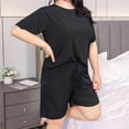 thumbnail image 3 of Aezemi Women Plus Size Sleep Set 2 Piece Fashion Short Sleeve Tops Shorts Summer Spring Home Comfy Casual Pajama Sets for Women 3XL, 3 of 8