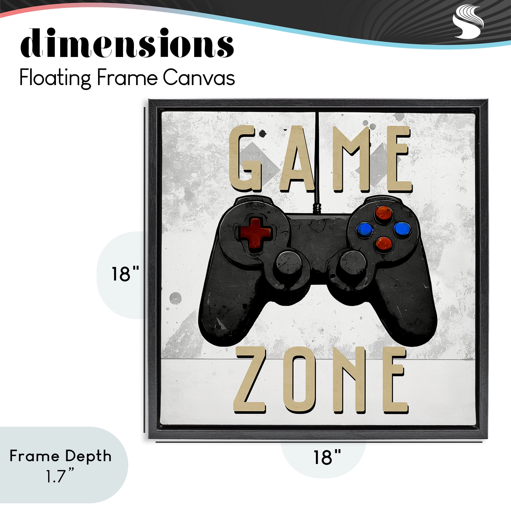 Stupell Industries Game Zone Control Black Framed Floater Canvas Wall Art, design by Kim Allen