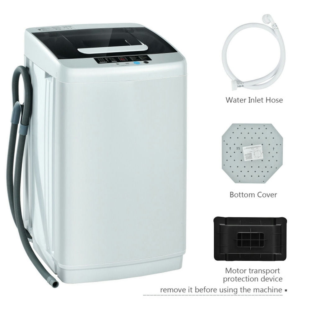 Spaco Portable Full-Automatic Laundry Washing Machine with Drain Pump, Energy Saving Washing Machine with 10 Washing Modes and 5 Water Level Selections, Washing Machine for Indoor, Gray
