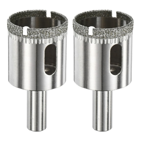 2-Pack Diamond Hole Saw Drill Bit, 1.1 Inch / 28mm Glass Drill Bit for Ceramic/Marble [Silver Tone]