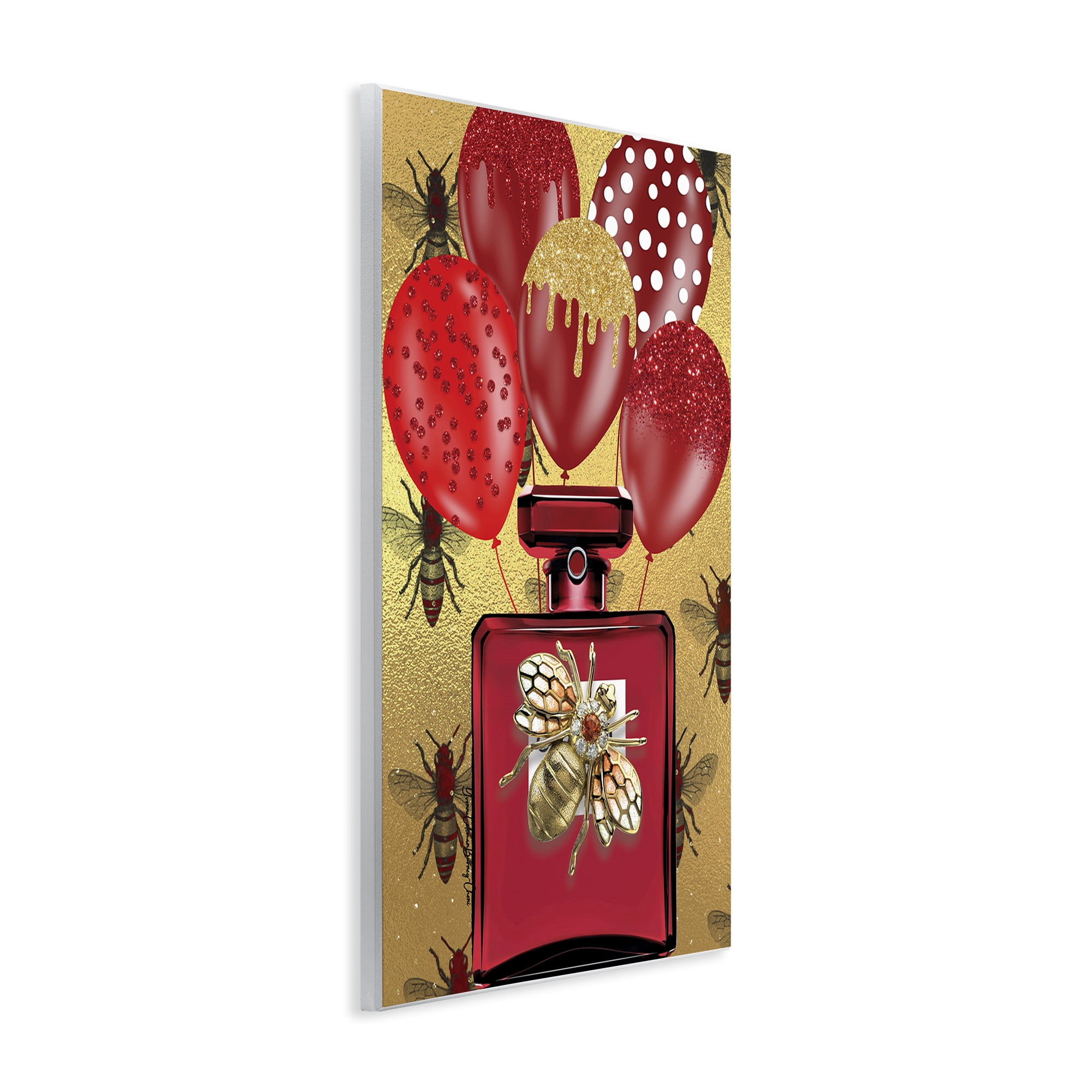 Stupell Industries Glam Red Bee Perfume Fashion Painting Unframed Art Print Wall Art, 13 x 19