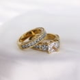 thumbnail image 2 of His and Hers Wedding Ring Sets Couples Rings 18k Yellow Gold Plated White Cz Titanium band, 2 of 8