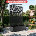 thumbnail image 4 of QinaQin Pantalla de privacidad metálica con enrejado y jardinera, set de 3 paneles con ruedas y drenaje para plantas trepadoras, vegetales o patio, 4 of 7