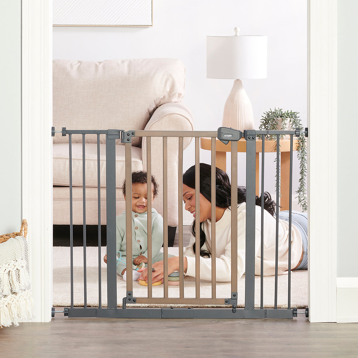 Regalo Multi-Style Wooden Safety Gate, Gray & Brown photo 1