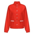 thumbnail image 5 of Jackets for Women Winter Coat Jackets Flannel Stand Collar Jacket(Pure Red,Size:S-4XL), 5 of 7