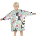 thumbnail image 3 of Boston Terriers and Flowers Blanket Hoodies for Kids 6-13YR Oversize Wearable Blanket Hoodies for Boys Girls Teens, 3 of 7